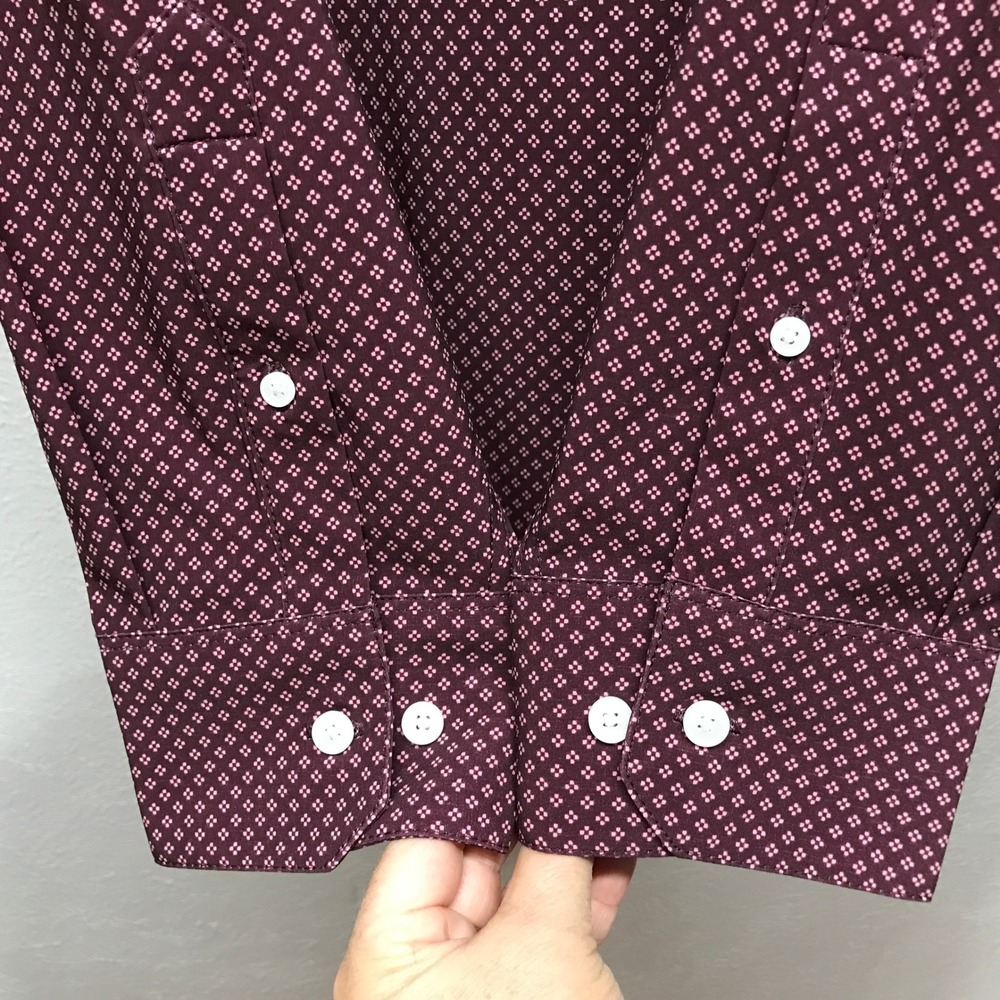 Mizzen+Main Leeward Shirt Mens‎ XL Burgundy Geometric Classic No Tuck Stretch - Picture 4 of 11